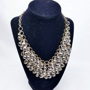 Gunmetal Bling Crystal Bib Necklace